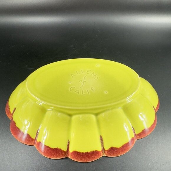 Vintage Allens of California Drip Glaze Green Sunrise Pottery Dish Bowl Planter - Picture 15 of 16
